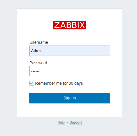 Zabbix login